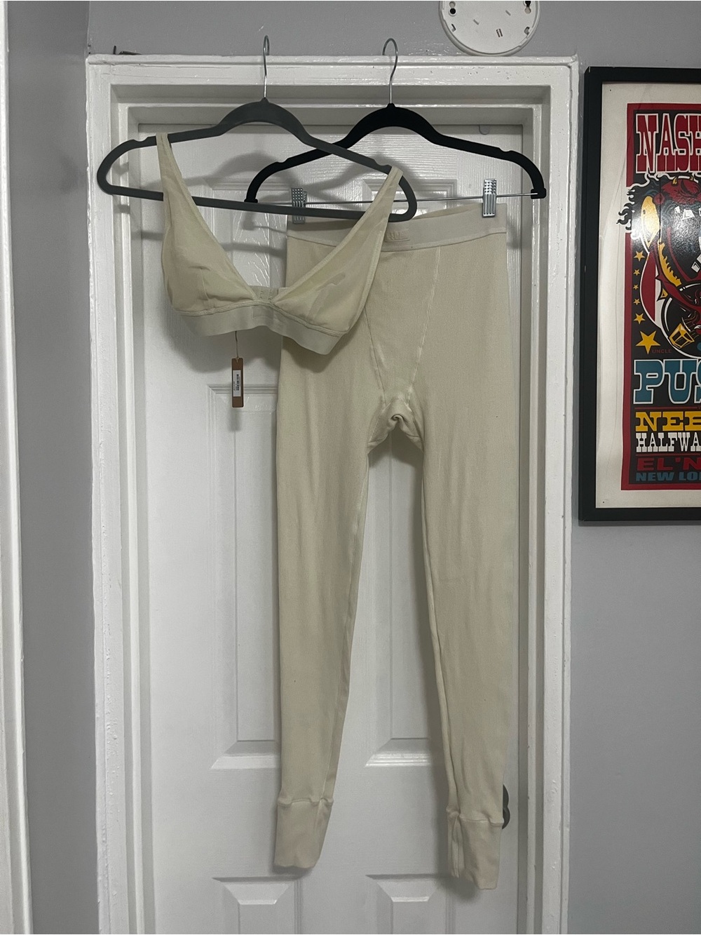 SKIMS cream bralette and pants Set -